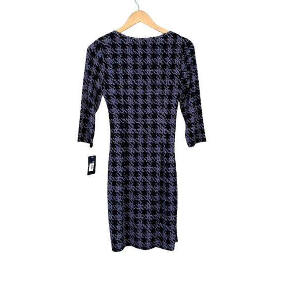 New GUESS Penelope Faux Wrap Zipper Black Purple Dress | 6 - Picture 2 of 6